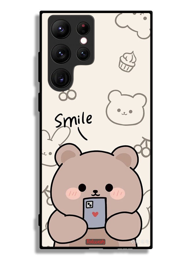 Tolwak Samsung Galaxy S22 Ultra 5G Protective Case Cover Smile Bear Art - Image 3