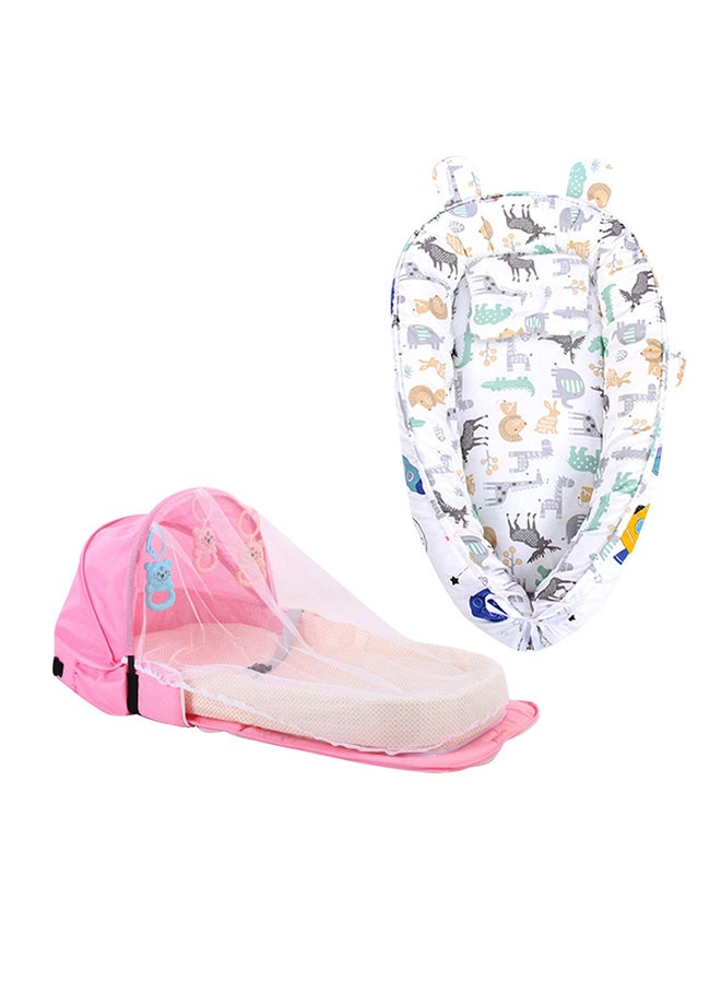 STAR BABiES Baby Sleeping Pod/Bed With Mosquito Net - White/Pink - Image 1