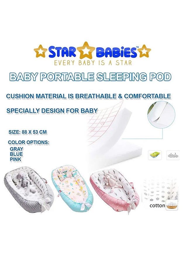 STAR BABiES Baby Sleeping Pod/Bed With Mosquito Net - White/Pink - Image 4