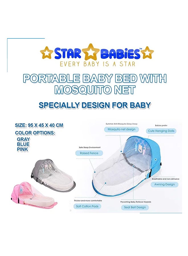 STAR BABiES Baby Sleeping Pod/Bed With Mosquito Net - White/Pink - Image 3