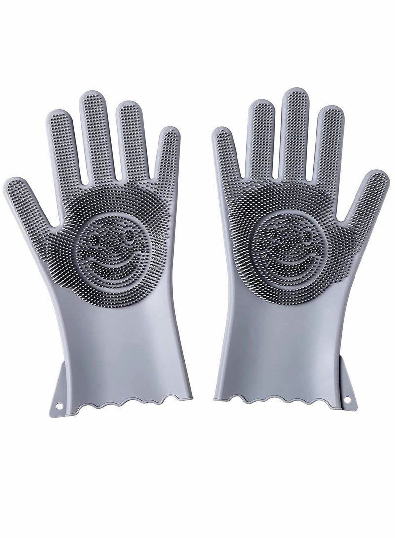 واي آند دي Dishwashing Gloves, Kitchen Cleaning Reusable Multifunctional Silicone with Scrubbers, for Washing Bathroom Car Wash Pet Hair Combing  - Image 1