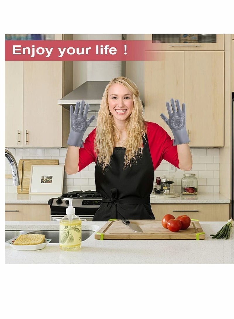واي آند دي Dishwashing Gloves, Kitchen Cleaning Reusable Multifunctional Silicone with Scrubbers, for Washing Bathroom Car Wash Pet Hair Combing  - Image 2