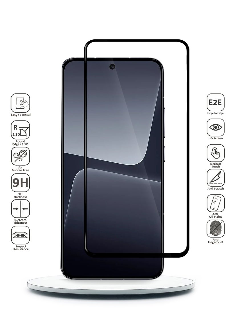 Wtech Xiaomi 13T 5G 2023 / Xiaomi 13T Pro 5G 2023 Premium E2E Full Glue Full Cover Tempered Glass Screen Protector (MSGECN) - Clear/Black - Image 2