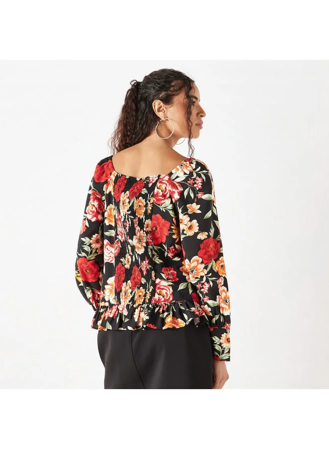 Lee Cooper Lee Cooper All-Over Floral Print Sweatheart Neck Top