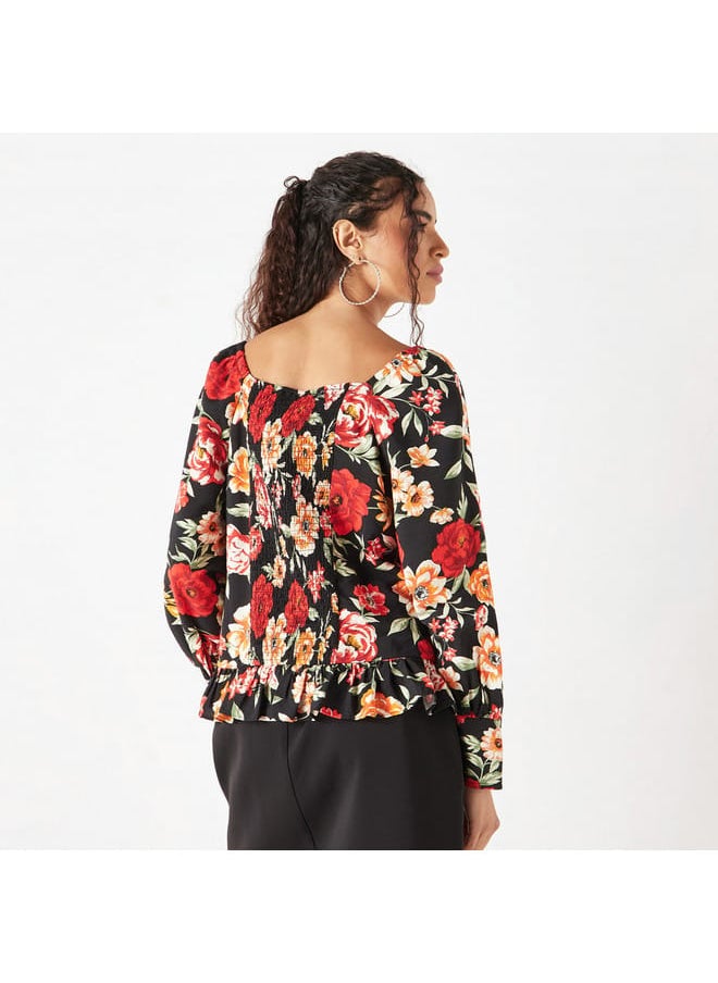 Lee Cooper Lee Cooper All-Over Floral Print Sweatheart Neck Top  - Image 3