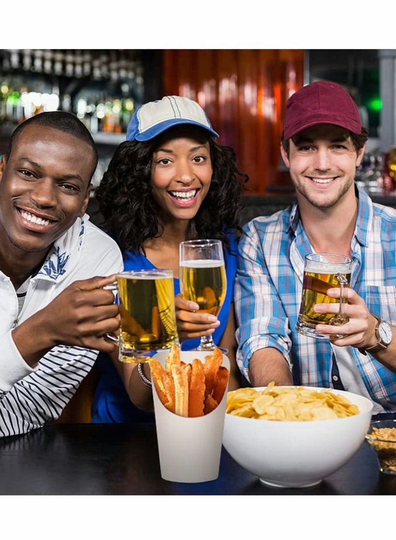 SYOSI 50pcs French Fries Holder, 14oz Paper Charcuterie Cups, Disposable Take-out Party French Fry Cups Waffle Paper Popcorn Boxes Sandwich Paper Cups Holder Wedding Food Trays Paper Cones for Food (White) - Image 3