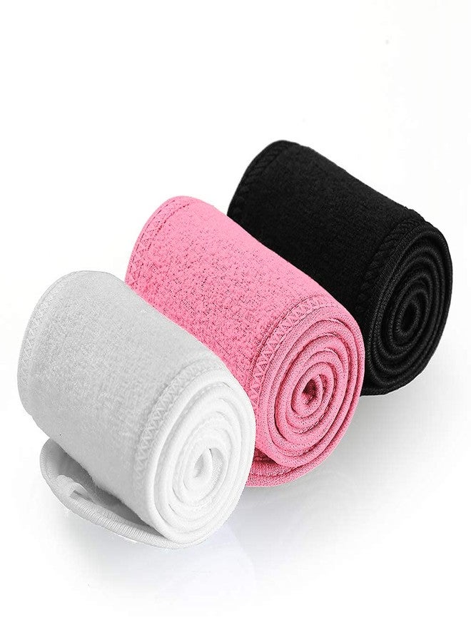 Denfany Spa Headband 3 Pack Ultra Soft Adjustable Face Wash Headband for Face Washing, Shower, Makeup and Sport (Black+White+Pink) - Image 2