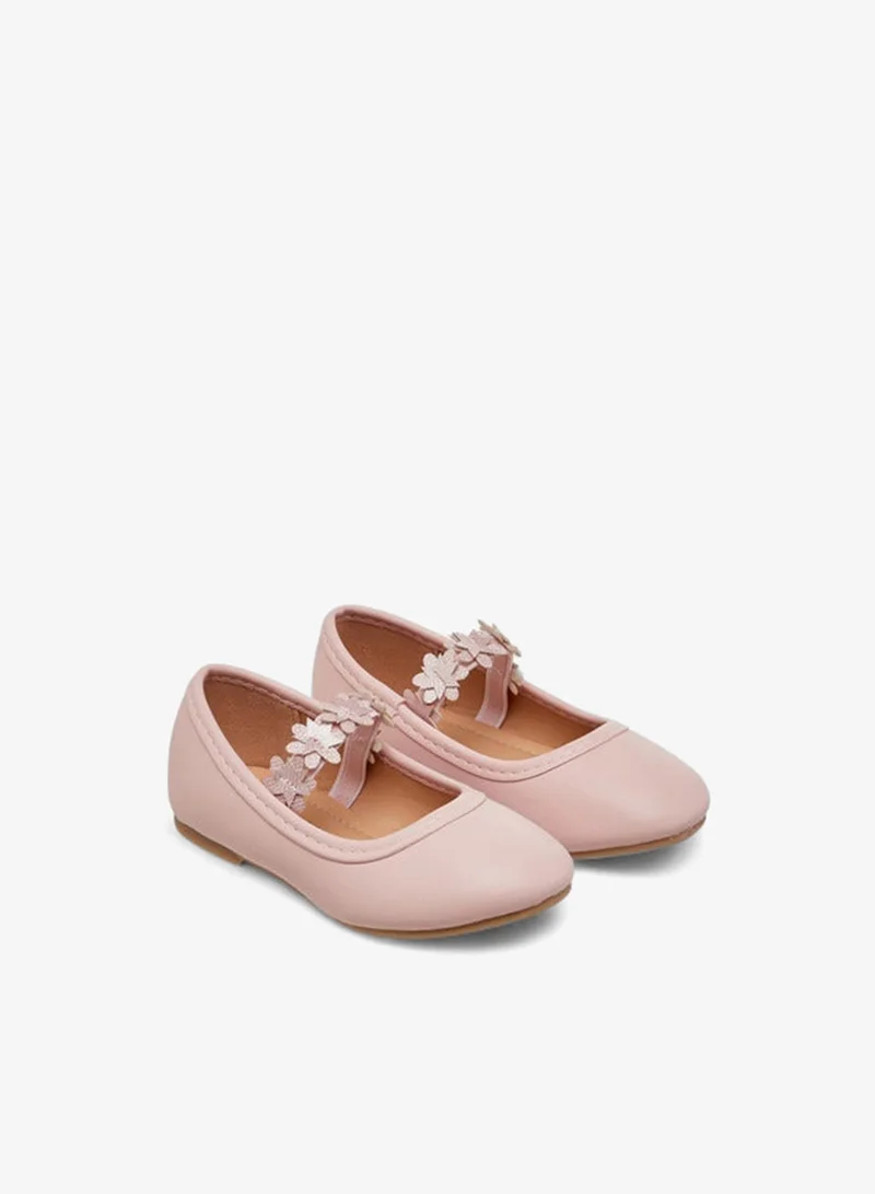 Flora Bella By Shoexpress Girls Floral Accent Ballerina Shoes with Elasticated Strap