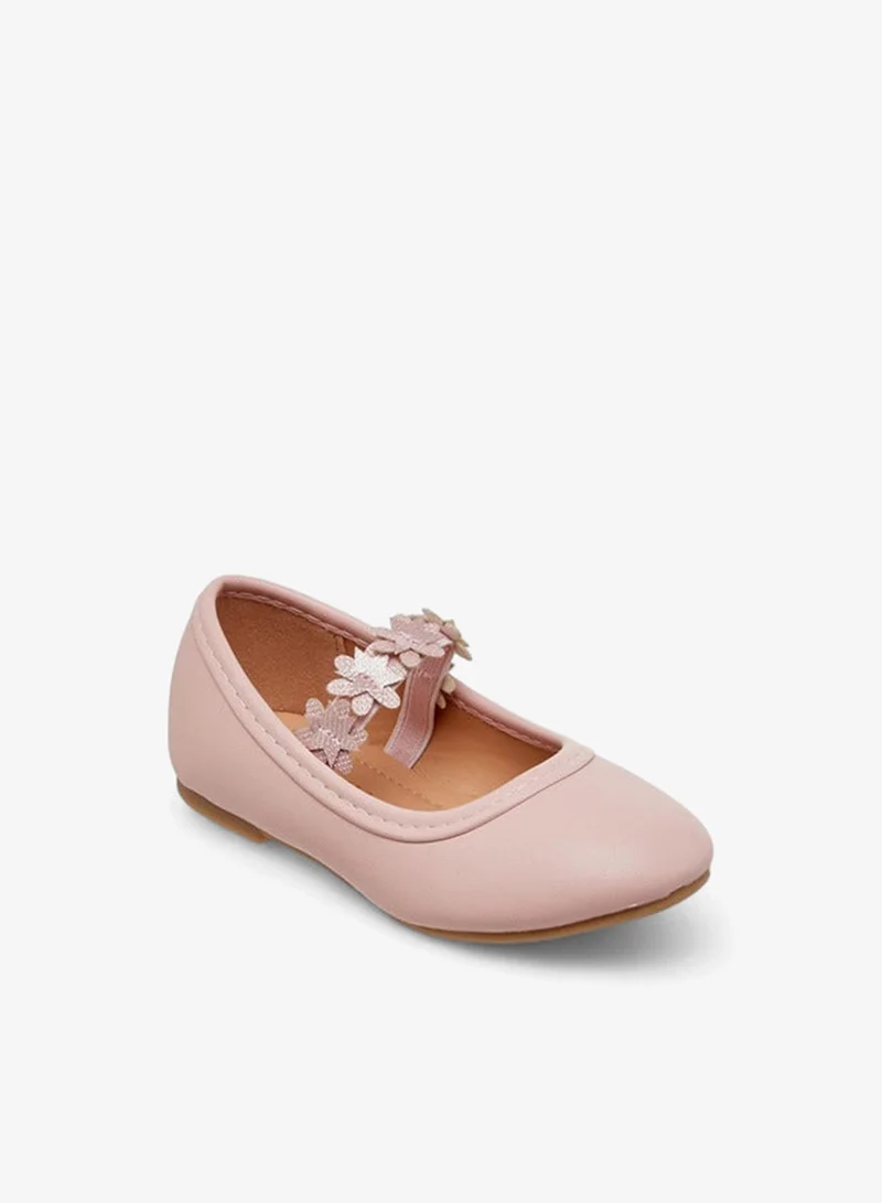 Flora Bella By Shoexpress Girls Floral Accent Ballerina Shoes with Elasticated Strap