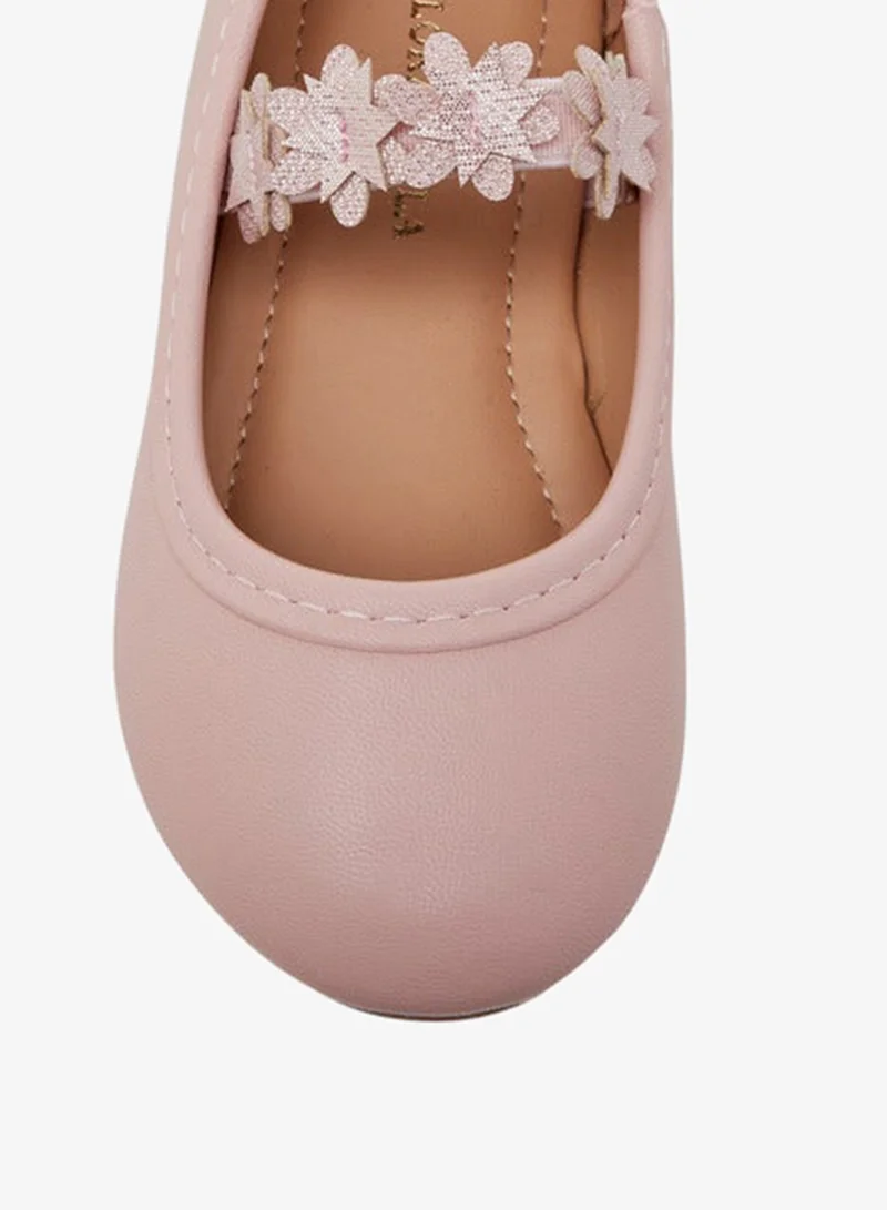 Flora Bella By Shoexpress Girls Floral Accent Ballerina Shoes with Elasticated Strap