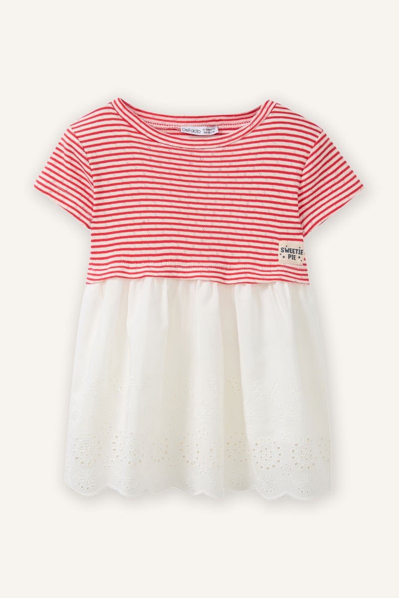 DeFacto Red BabyGirl Baby Girl Striped Dress Casual - Image 1