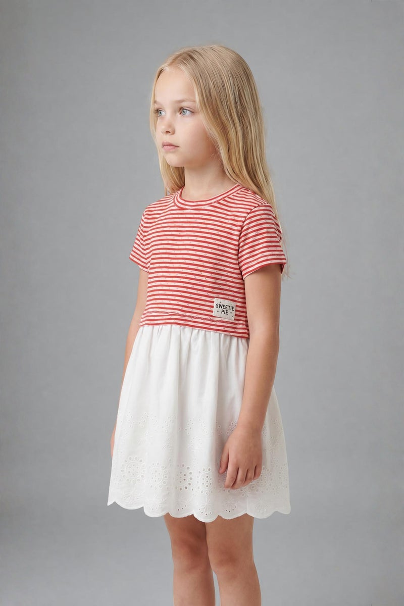 DeFacto Red BabyGirl Baby Girl Striped Dress Casual - Image 2
