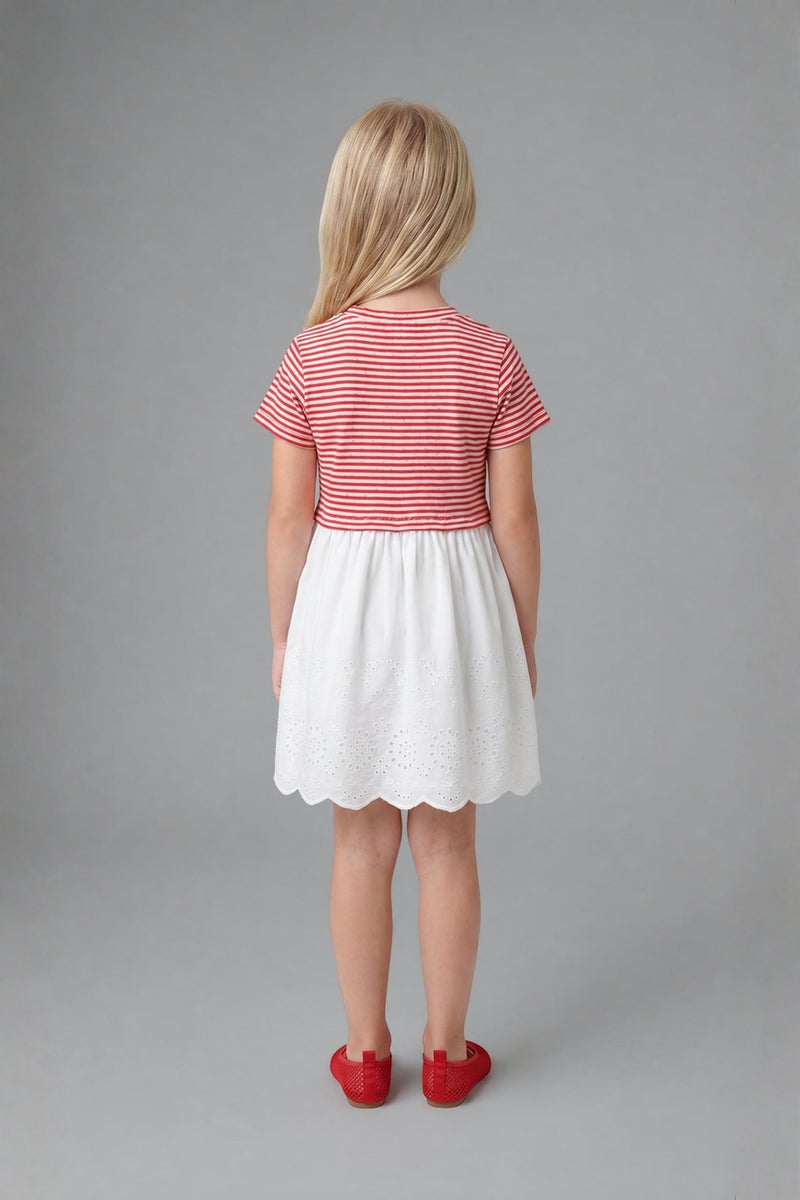DeFacto Red BabyGirl Baby Girl Striped Dress Casual - Image 4