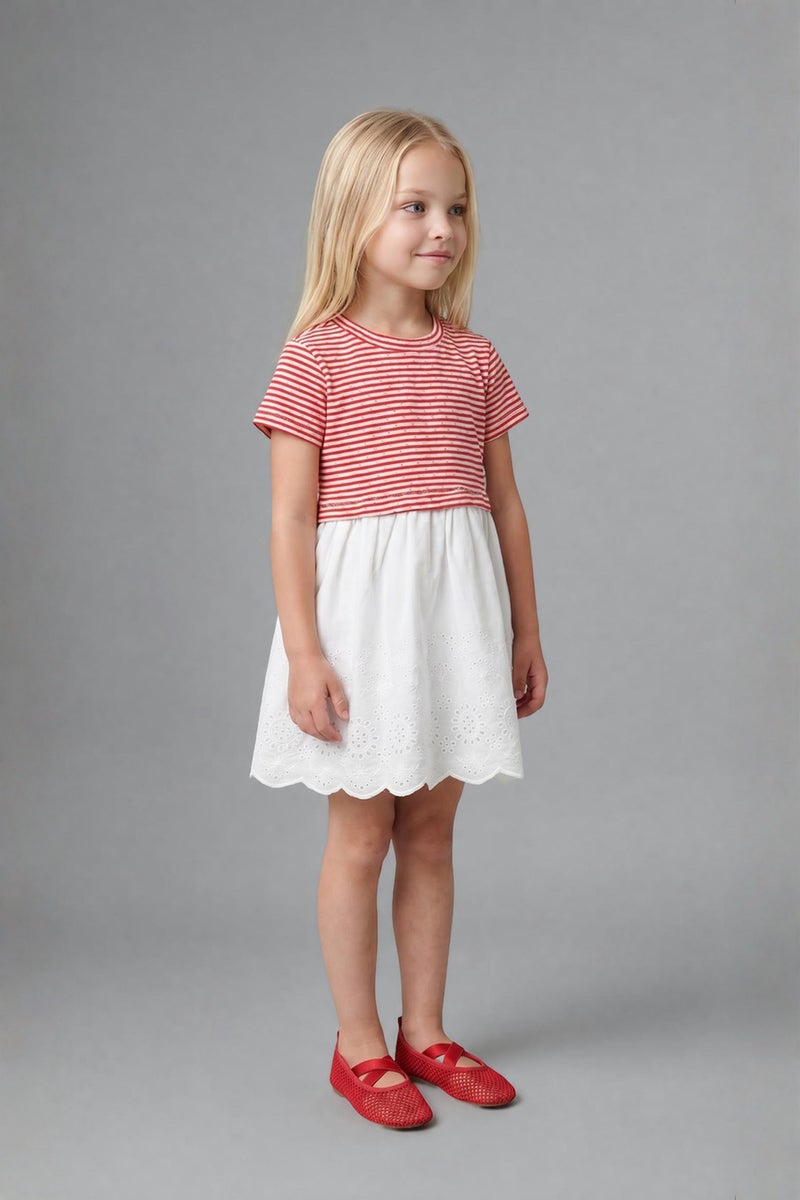 DeFacto Red BabyGirl Baby Girl Striped Dress Casual - Image 3