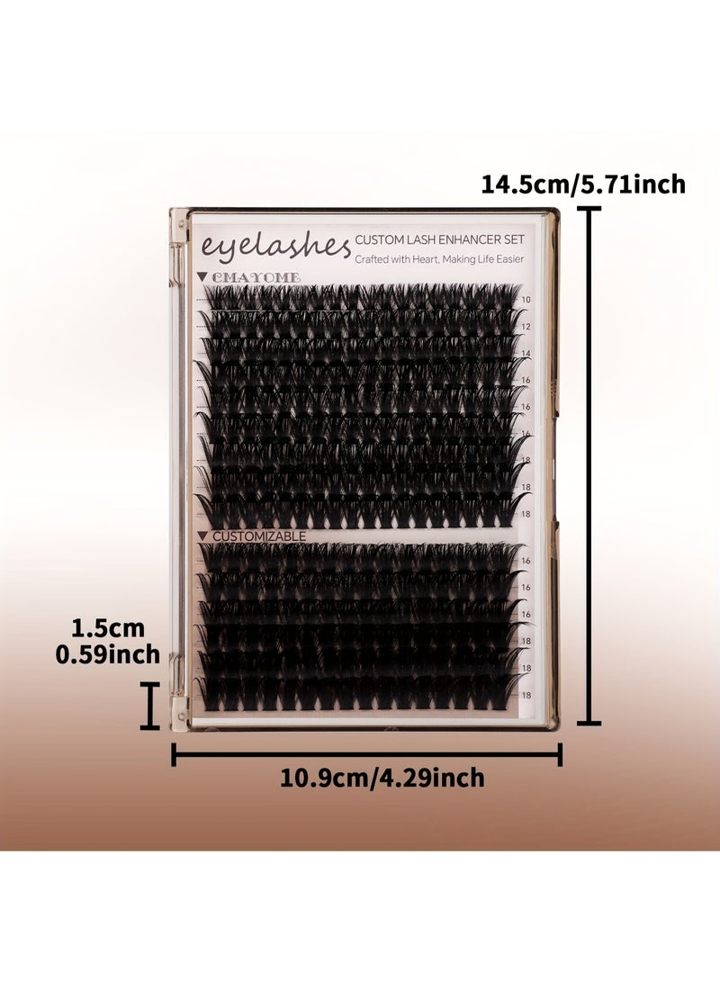 CMAYOME 258-Cluster DIY Lash Extensions, 10-18mm Mixed Length D Curl Lash Clusters, 80D+100D Wispy Individual False Eyelashes for Beginners & Home Use - Image 2