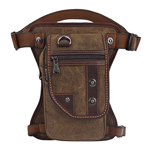 Hebetag Canvas Motorcycle Drop Leg Bag for Men Women Travel Outdoor Tactical Hiking Climbing Cycling Thigh Waist Pack Fanny Pouch - Image 1