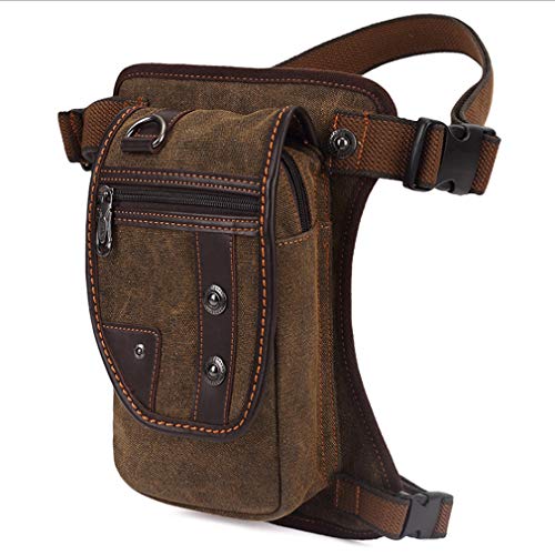 Hebetag Canvas Motorcycle Drop Leg Bag for Men Women Travel Outdoor Tactical Hiking Climbing Cycling Thigh Waist Pack Fanny Pouch - Image 2