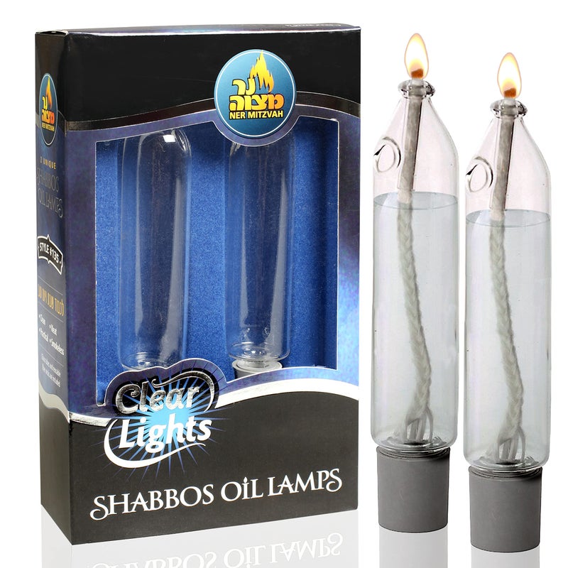 Ner Mitzvah Glass Paraffin Shabbat Candle Holder Cup and Wick â€“ Candle Shape â€“ Fits All Standard Candlesticks - Use with All Lamp Oil - No Mess Refill - 4â€H (10cm) - 2 Pack - Image 1