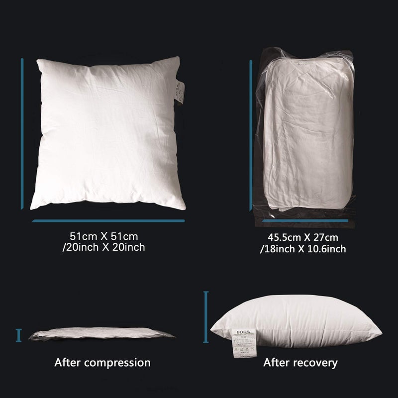 EDOW Luxury Throw Pillow Insert, Soft Fluffy Down Alternative Polyester Square Form Decorative Pillow Insert,Sham Stuffer,Cotton Cover for Sofa, Couch,Bed and Car. (White, 28x28) - Image 3