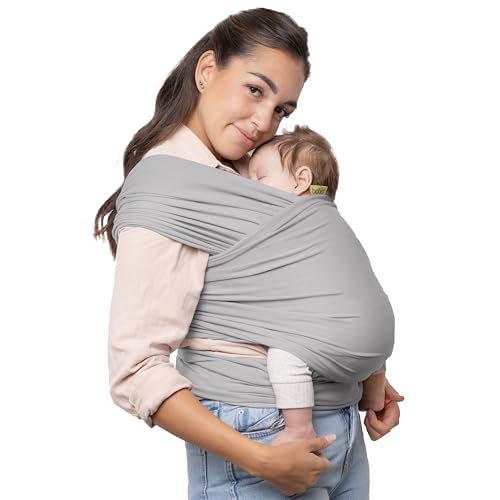 Boba Baby Wrap Carrier – Original Baby Sling Carrier for Newborns (7–35 lbs), Soft, Secure, Hands-Free & Ergonomic, Ideal for Comfortable Bonding, New Parents (Serenity Light Grey) - Image 1