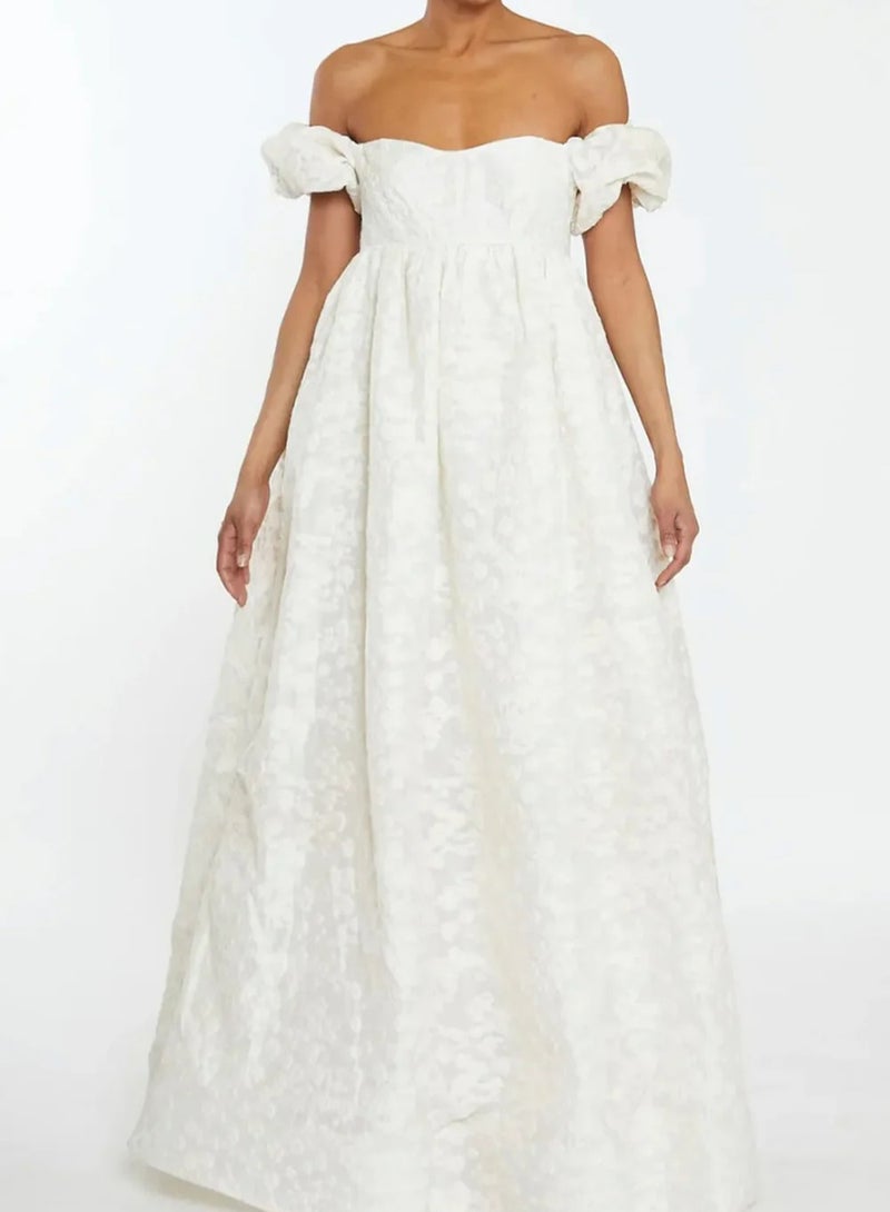True Decadence Off-Shoulder Jacquard Dress - Image 1