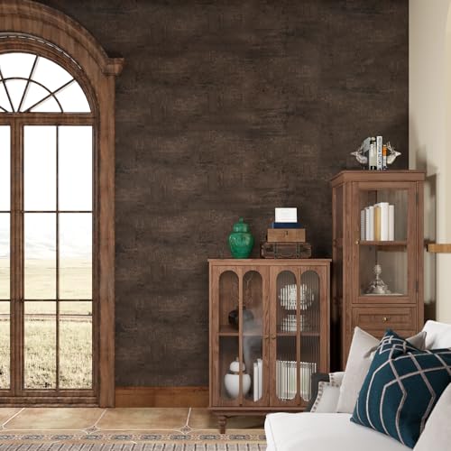 VaryStyle Dark Brown Concrete Wallpaper Peel and Stick Vintage Cement Wallpaper for Bathroom Kitchen Countertop Contact Paper for Walls Cabinet Removable Self Adhesive Waterproof Vinyl Wrap 15.7"x118" - Image 5