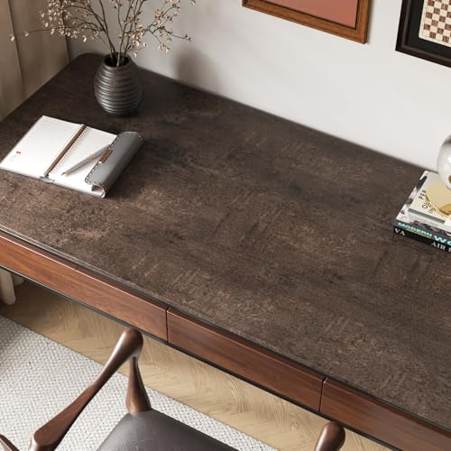 VaryStyle Dark Brown Concrete Wallpaper Peel and Stick Vintage Cement Wallpaper for Bathroom Kitchen Countertop Contact Paper for Walls Cabinet Removable Self Adhesive Waterproof Vinyl Wrap 15.7"x118" - Image 2