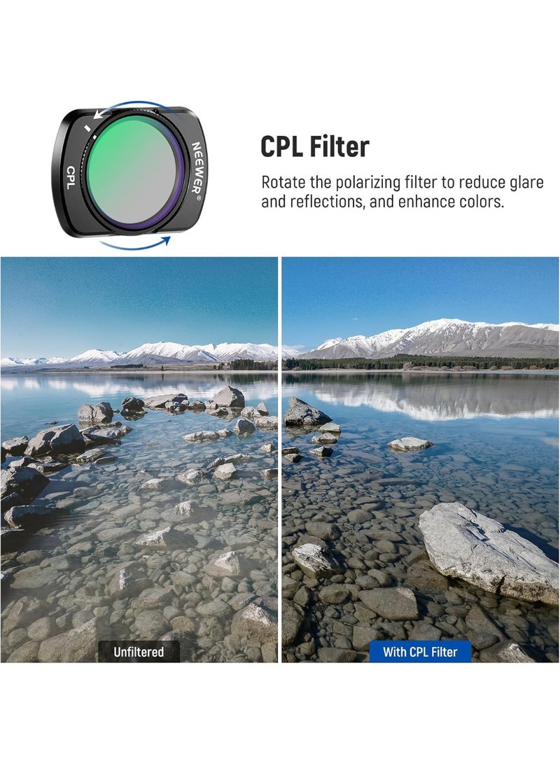 Neewer DJI OSMO Pocket 3 (CPL ND16 ND64 ND256)4Pack Filter Kit Compatible with DJI OSMO Pocket 3 Creator Combo Accessories Magnetic Action Camera Neutral Density Polarising Filter Optical Glass Aluminum Frame - Image 5
