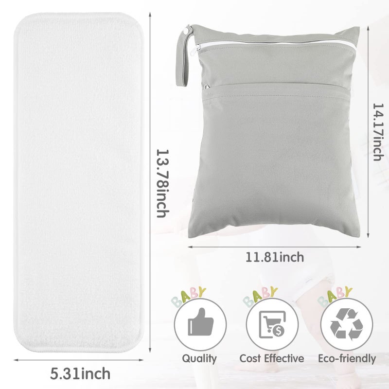 Reginary 24 Pack Cloth Diaper Inserts Reusable Newborn 3 Layer Absorbent Breathable Cloth Diaper Inserts Overnight Microfiber Nappy Liners with an Extra Bag - Image 2