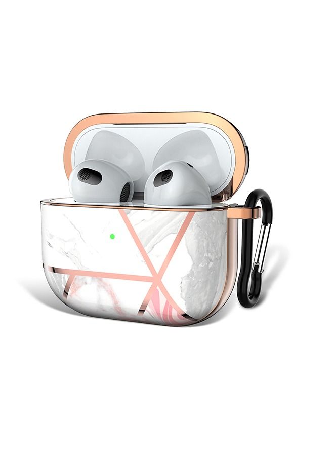 O Ozone غطاء حماية لجهاز AirPods 3 2021 بهيكل كامل لامع من الرخام - وردي وذهبي - Image 1