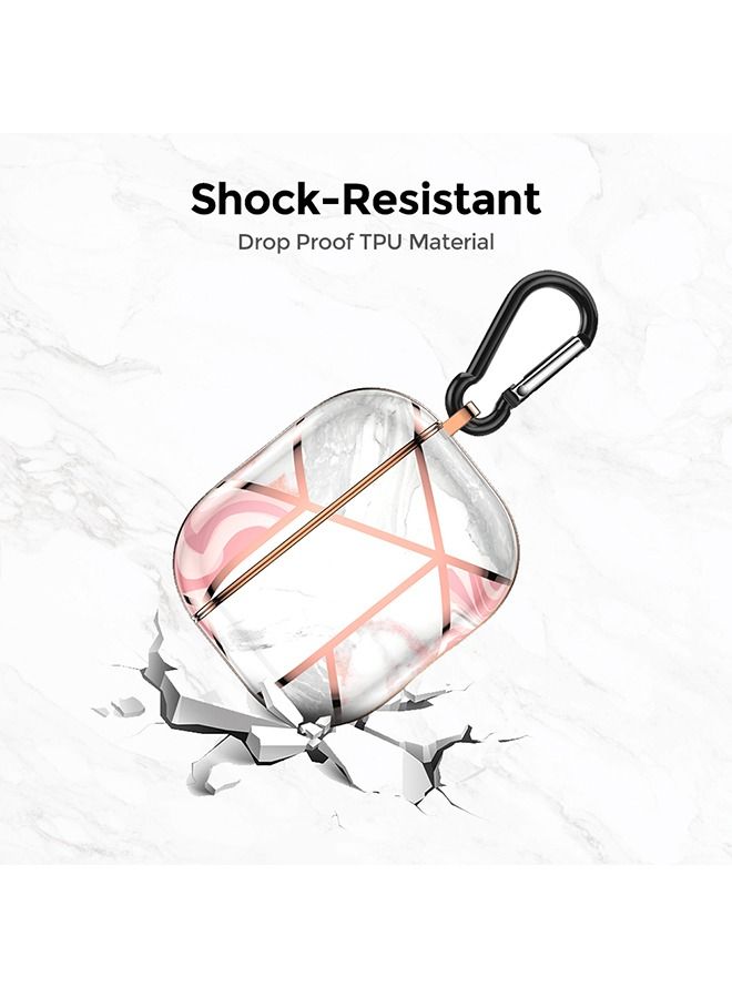 O Ozone غطاء حماية لجهاز AirPods 3 2021 بهيكل كامل لامع من الرخام - وردي وذهبي - Image 5