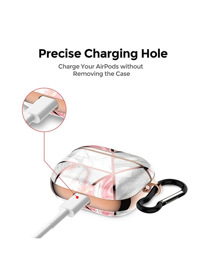 O Ozone غطاء حماية لجهاز AirPods 3 2021 بهيكل كامل لامع من الرخام - وردي وذهبي - Image 3