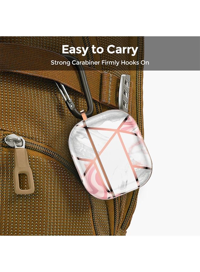 O Ozone غطاء حماية لجهاز AirPods 3 2021 بهيكل كامل لامع من الرخام - وردي وذهبي - Image 4