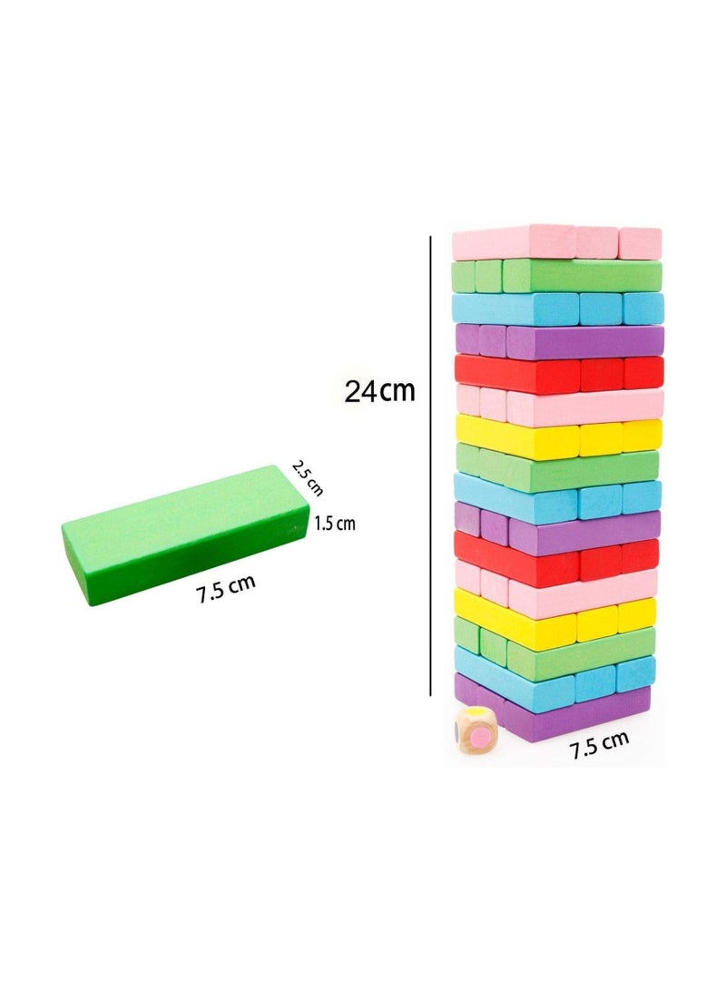 DeloPik Colorful Wooden Tumbling Tower Blocks Family Game And Children Educational Toy(48, colorful) - Image 5
