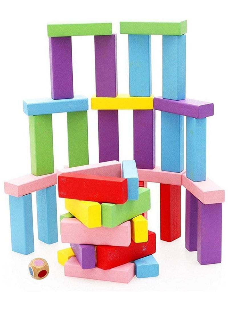 DeloPik Colorful Wooden Tumbling Tower Blocks Family Game And Children Educational Toy(48, colorful) - Image 2