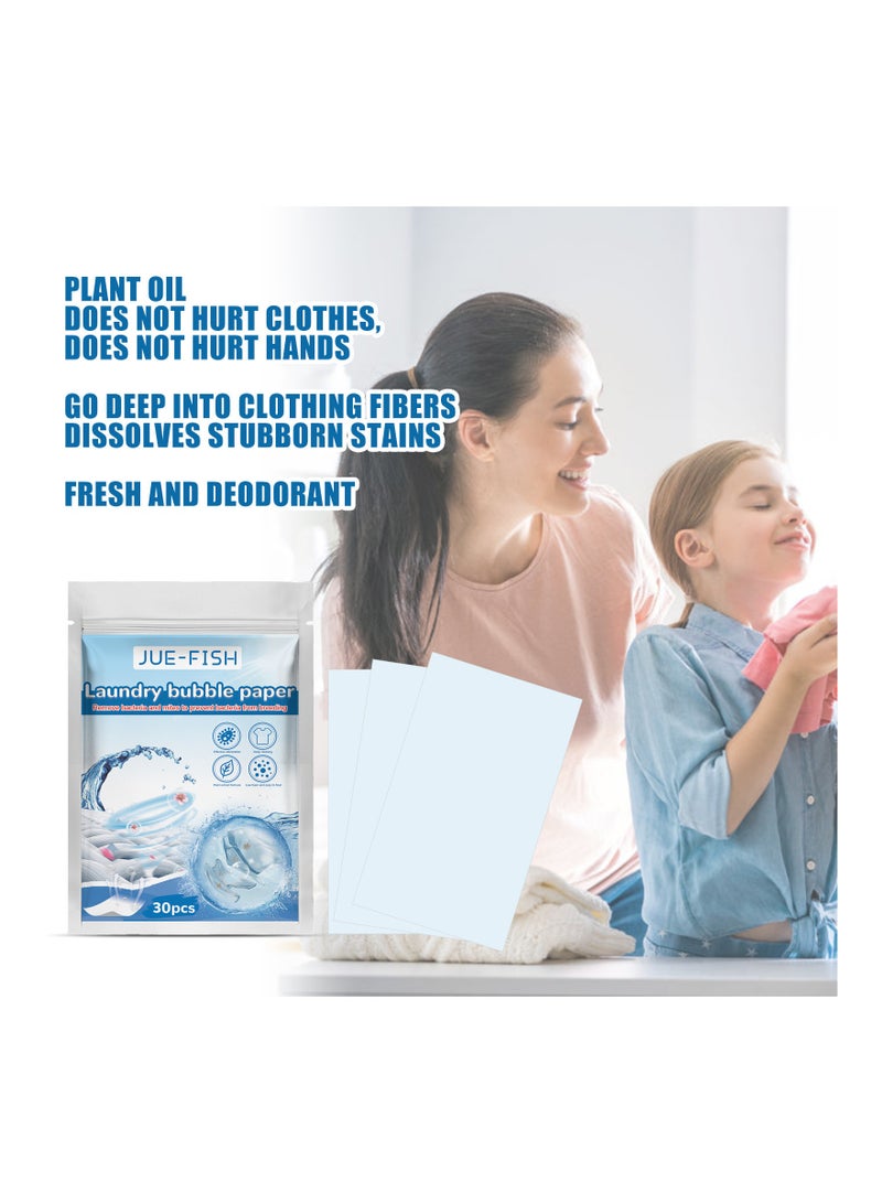 JUE-FISH 30 Pcs Laundry Bubble Paper Cleaning And Stain Removing Concentrated Laundry Tablets Long Lasting Fragrance Preserving Clothing Whitening - Image 3