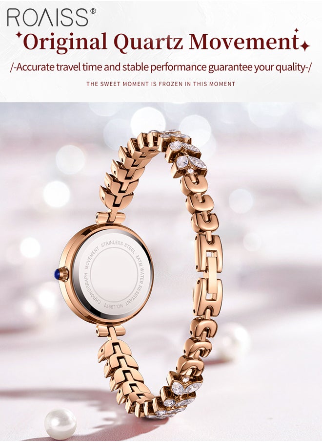 roaiss - Women's Mermaid Strap Quartz Watch Analog Display Round Fritillaria Dial and Zirconia Diamonds Decoration Waterproof Luxurious Wristwatch as Gift for Ladies - Image 1