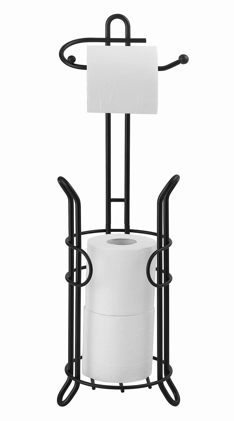 Sunnypoint Freestanding Toilet Paper Holder With Storage - Holds 3 Spare Rolls  Heavy-Duty Steel  Black Finish  Easy Assembly  Space-Saving Bathroom Organizer - Image 5