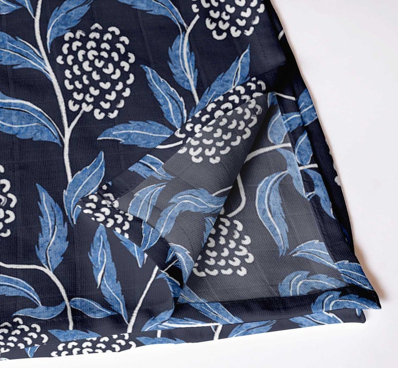 Vargottam Elegant Floral Print on Blue Cotton Muslin Napkins - Set of 12, 20x20 Inches, Luxurious Self-Check Texture, Perfect for Upscale Dining, Weddings, and Events - Machine Washable - Image 2