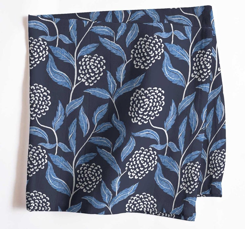Vargottam Elegant Floral Print on Blue Cotton Muslin Napkins - Set of 12, 20x20 Inches, Luxurious Self-Check Texture, Perfect for Upscale Dining, Weddings, and Events - Machine Washable - Image 5