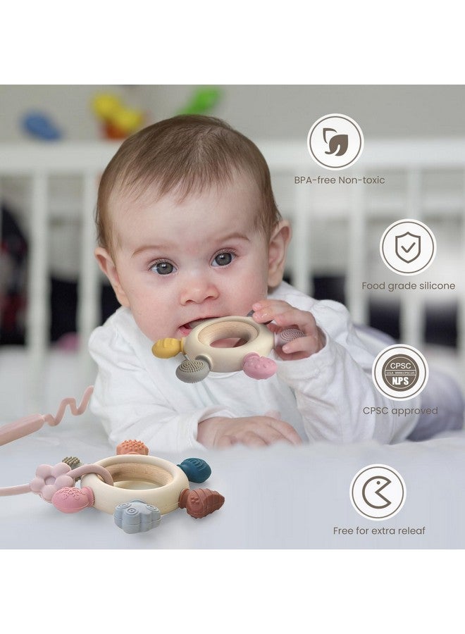 Wenobby 3 Packs Baby Teether Rings for 0-6 6-12 Months Babies, Teething Toys with Pacifier Clip Holder, Baby Chew Toys for Sucking Needs, BPA Free - Image 2