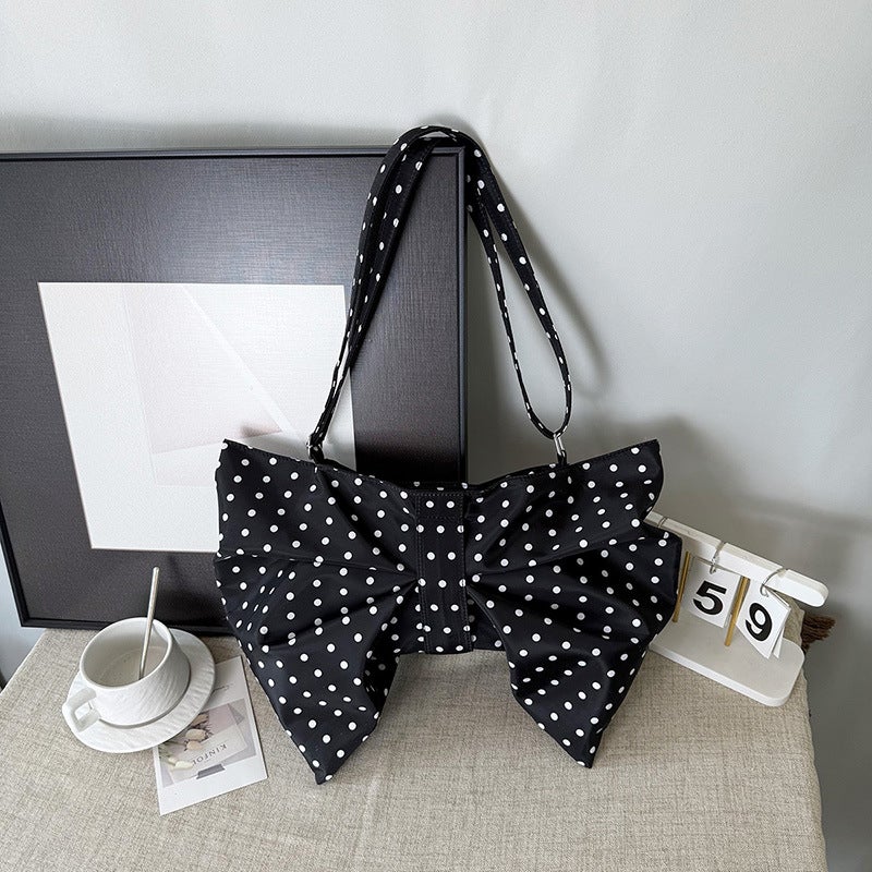 Bow Decorative Nylon Shoulder Bag for Women - Image 3