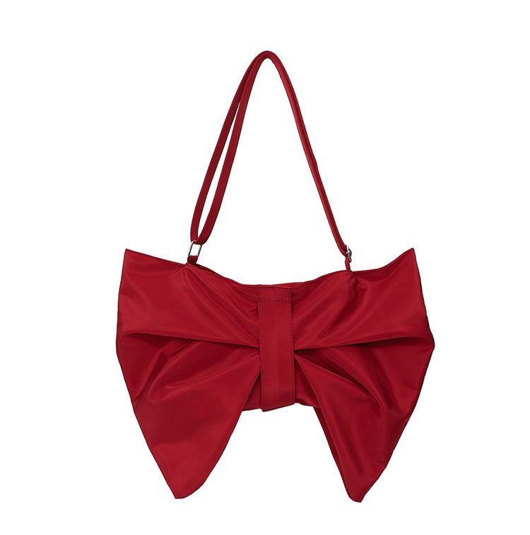 Bow Decorative Nylon Shoulder Bag for Women - Image 5
