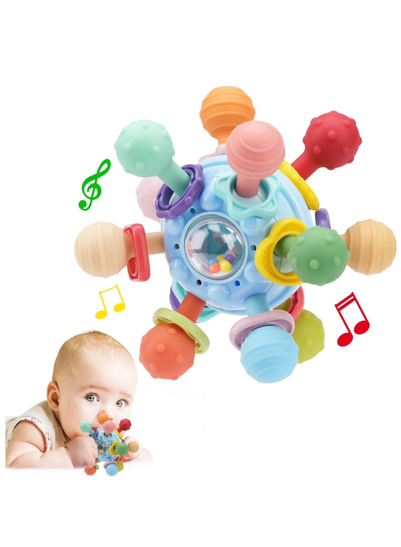 Baby Montessori Sensory Toys for 0-6 6-12 Months, Food Grade Teething Toys for Babies 0 3 6 9 12 18 Months, Newborn Infant Learning Developmental Toys Gifts for 1 2 Year Old Boys Girls