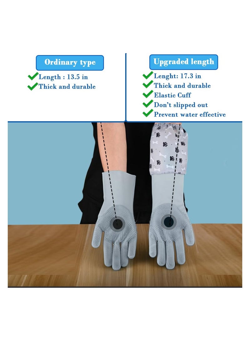 Pet Grooming Gloves for Dogs and Cats High Density Silicone Bathing and Massaging Gloves Heat Resistant Five Finger Design Grey - Image 2