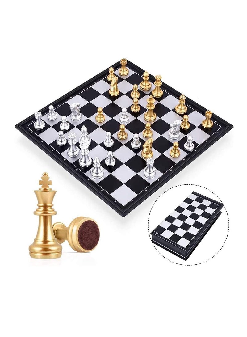 يلا جوي مجموعة شطرنج مغناطيسية ، مجموعة شطرنج سفر قابلة للطي مع قطع الشطرنج الفضية الذهبية ، ألعاب الشطرنج الكلاسيكية للأطفال والكبار (25 × 25 × 2 سم) - Image 1