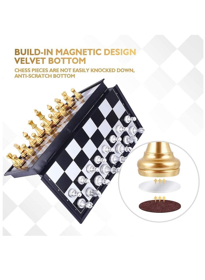 يلا جوي مجموعة شطرنج مغناطيسية ، مجموعة شطرنج سفر قابلة للطي مع قطع الشطرنج الفضية الذهبية ، ألعاب الشطرنج الكلاسيكية للأطفال والكبار (25 × 25 × 2 سم) - Image 2
