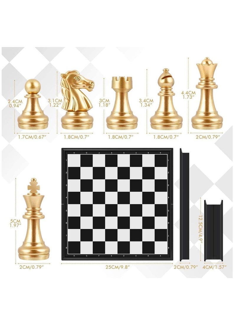 يلا جوي مجموعة شطرنج مغناطيسية ، مجموعة شطرنج سفر قابلة للطي مع قطع الشطرنج الفضية الذهبية ، ألعاب الشطرنج الكلاسيكية للأطفال والكبار (25 × 25 × 2 سم) - Image 5