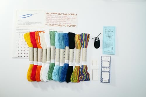 Olymp Sashiko Starter Bundle - 12 skeins of Olympus Sashiko Thread, 2 Sashiko Needles, and a Leather Sashiko Thimble with English Instruction - Image 4