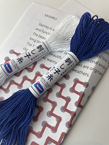 Olymp Sashiko Starter Bundle - 12 skeins of Olympus Sashiko Thread, 2 Sashiko Needles, and a Leather Sashiko Thimble with English Instruction - Image 2